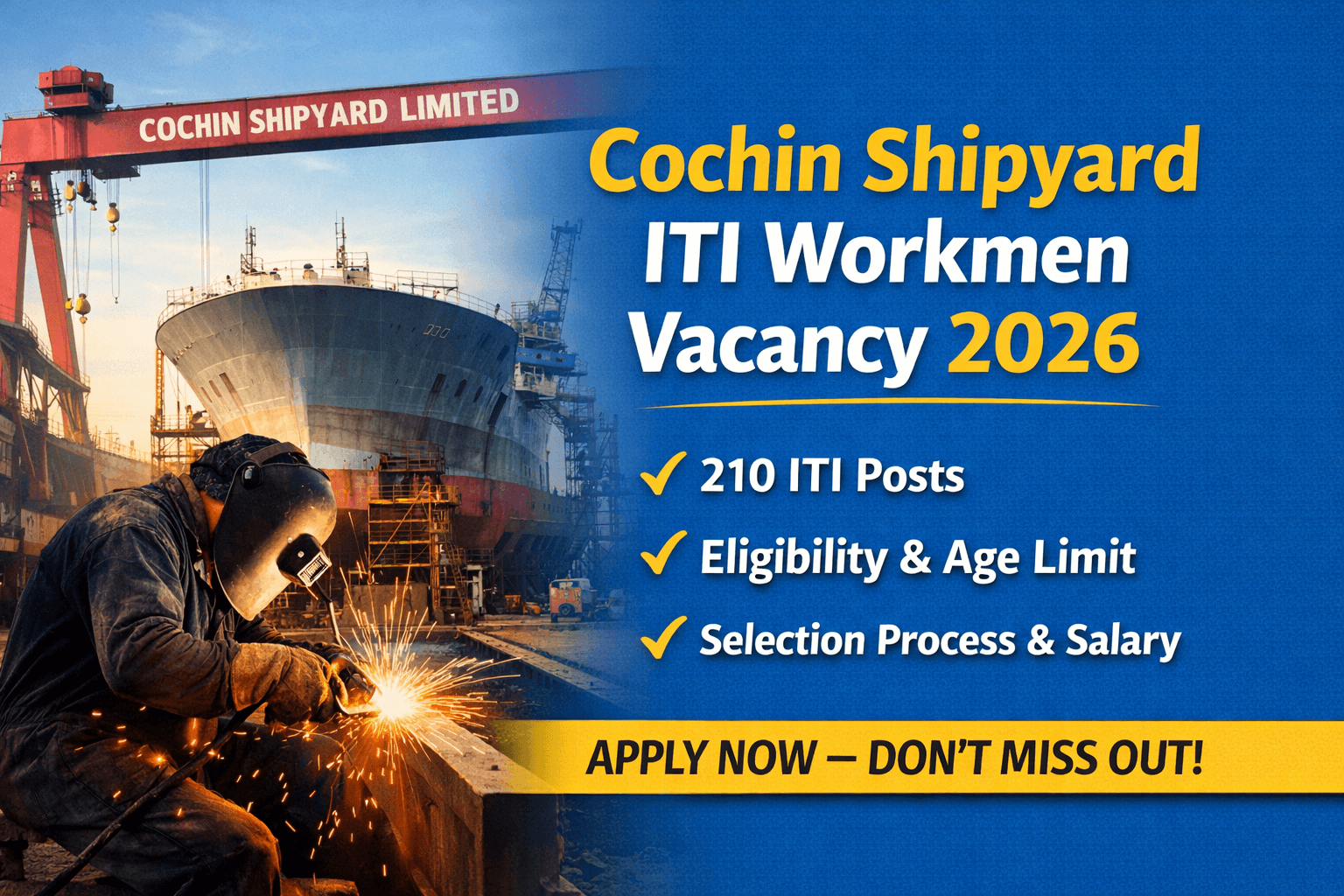 Cochin Shipyard ITI Workmen Vacancy
